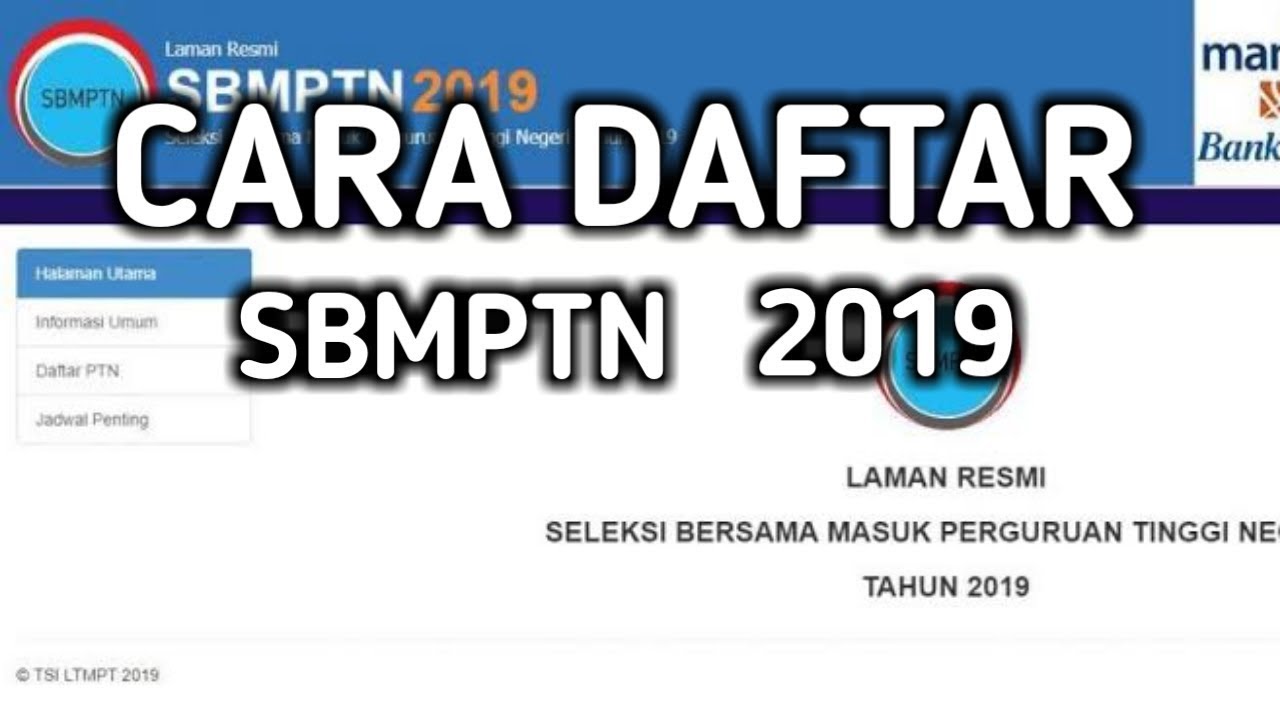 Cara Daftar SBMPTN 2019 YouTube