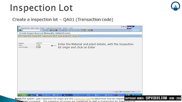 Creation of Inspection Lot