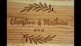 Custom engraved live edge cherry wood signs.