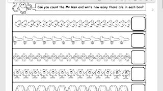 Learn to count upto 20 - Mr Men Worksheet  Free- Year 1 British/UK national Cirriculum