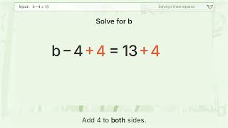 Details Solve b-4=13: Linear Equation Video Solution Update
