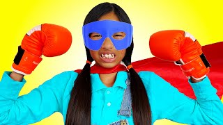 wendy pretend play as masked superhero vs thanos marvel endgame superheroes kids