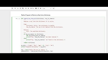 Day 95 : Python Program to Remove a Key from a Dictionary