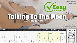 Talking To The Moon (Easy Version) - Bruno Mars | Fingerstyle Guitar | TAB   Chords   Lyrics