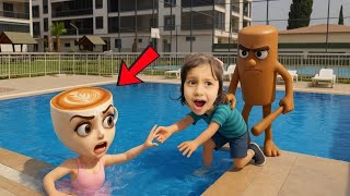 Tung Tung Sahur Balleri̇na Cappuci̇noyu Havuza Attimeli̇sa Balleri̇na Yardim İsti̇yor