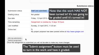 Using the "Submit Assignment" button in Moodle