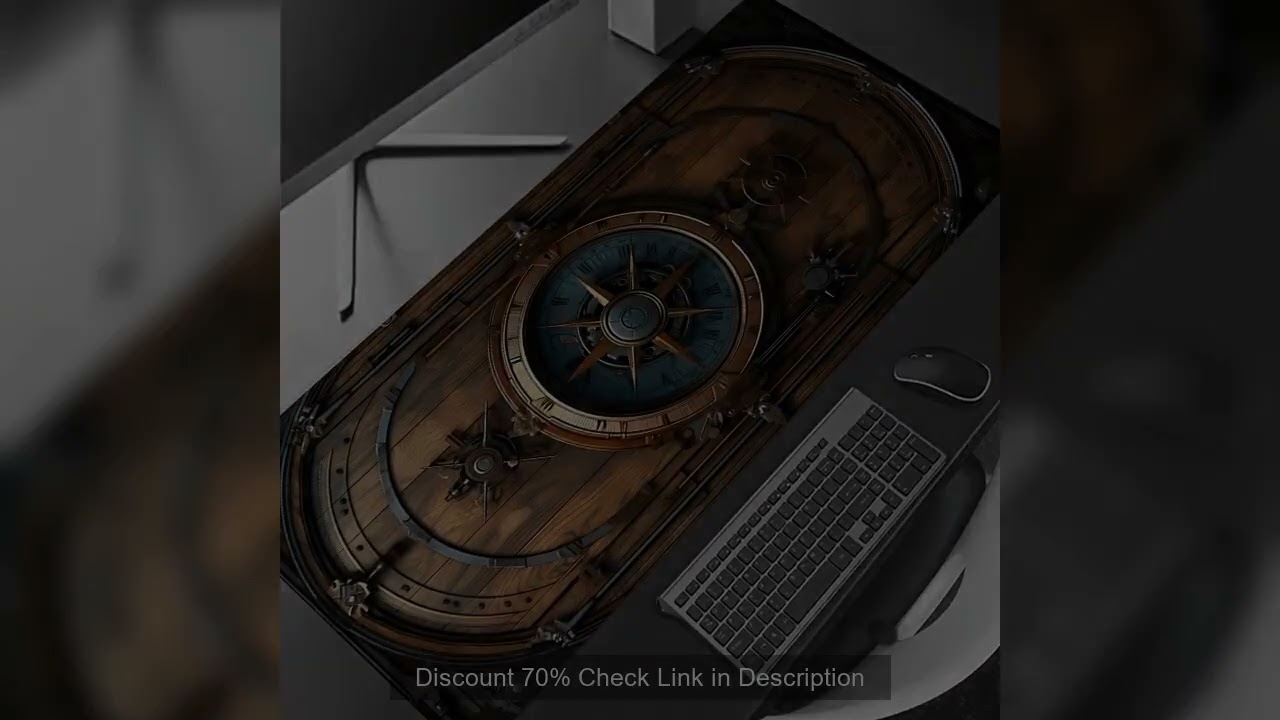 XXL Vintage Steampunk Compass Design Mouse Pad Large Gaming Office Desk Mat Non-Slip Stitched Edges