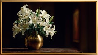 White Lily Flowers | Free Background | TV Wallpaper | Framed Art Screensaver for TV | 4k screenshot 1