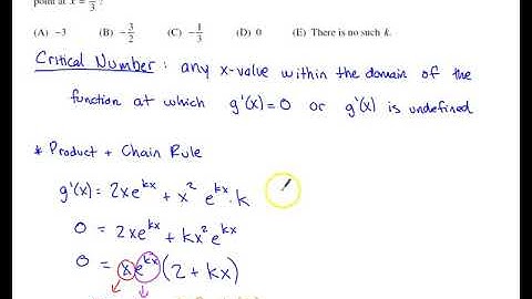 2012 AP Calculus AB Multiple Choice #24 - Critical point