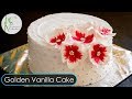 Eggless Golden Vanilla Cake without Oven | Fondant Flowers | Xmas Cake Recipe ~ The Terrace Kitchen