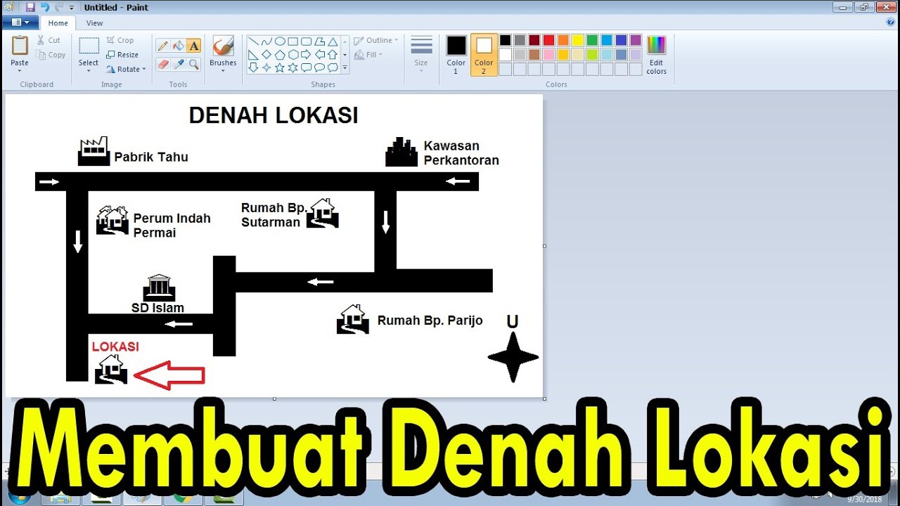 Cara Membuat Denah Lokasi Dengan Paint Youtube