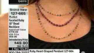 75.01ct Faceted Ruby Sterling Silver 18" Bead Necklace