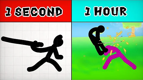 Stickman SWORD FIGHT animation in 1 second VS 1 hour @flipaclip