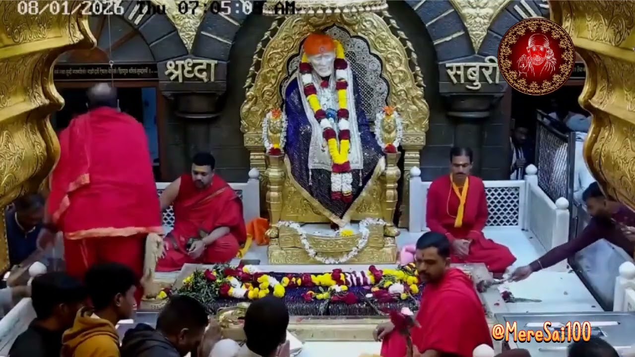 प्रातःश्री साईंबाबा दर्शन शिर्डी 08-01-2026🙏🌹Mere Sai Mera Vishwas