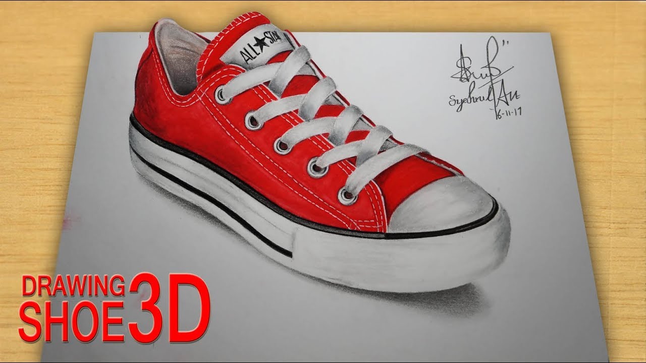 Menggambar Sepatu 3d Drawing Shoe 3d Youtube