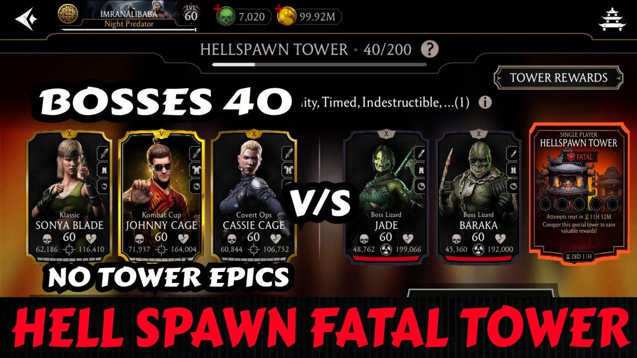 Hell Spawn Fatal Tower | Battle 40 Bosses | Beat By Gold Team | Mk Mobile