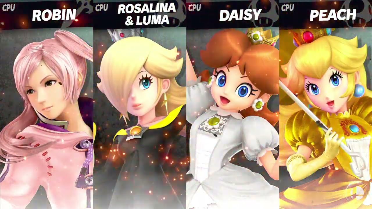 Super Smash Bros Ultimate - Black Rosalina vs White Daisy vs Gold Peach vs ...