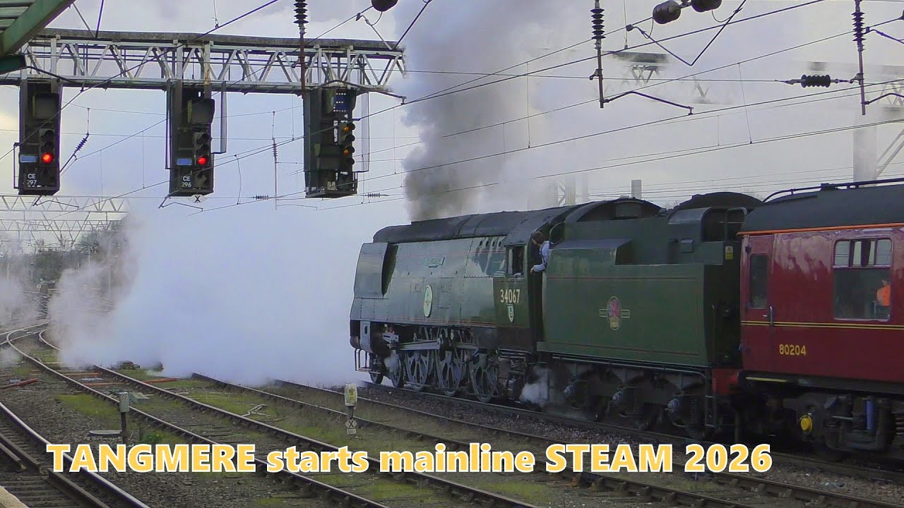 FIRST mainline STEAM of 2026!  34067 Tangmere with the Cumbrian Mountain Express. 31st January 2026