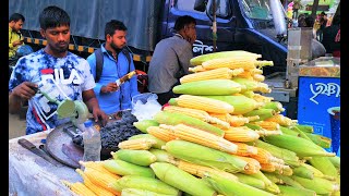 Popcorn fry with spicy masala || 25 taka 1 pics of green popcorn || Corn fry on the street