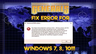 Command and Conquer Generals and Zero Hour Windows 7, 8, 10 Fix