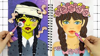 [✨paper diy✨] Glamorous Makeup Tutorial, Zombie Wednesday makeup | 수요일 메이크업 asmr | Lotus paper DIY