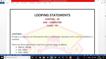 Looping Statment in QBasic CH 5 VIDEO TUTORIAL CLASS 7