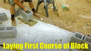 Garage Build #20 - Laying the First Course of Block