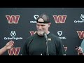 Head coach dan quinn speaks to the media before todays ota  washington commanders