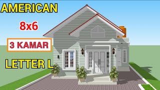 Rumah Minimalis Model American Style  8x6 Meter | 3 Kamar Tidur