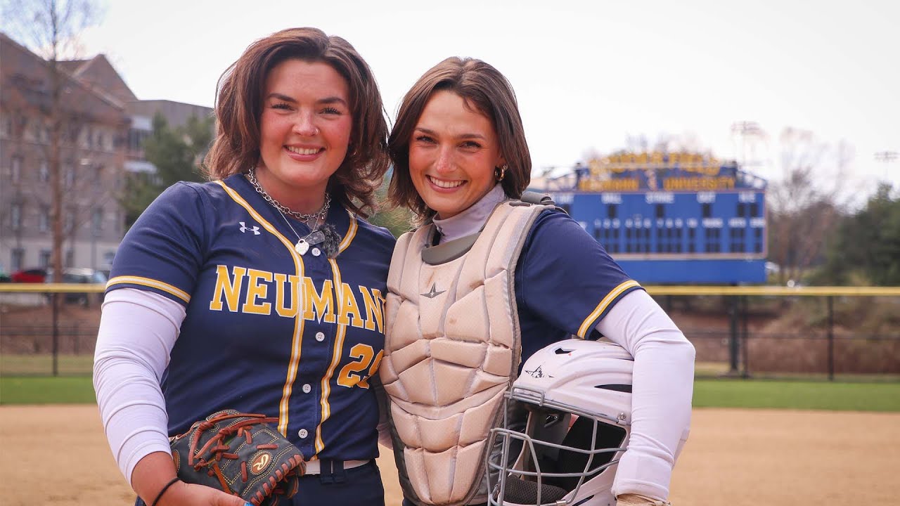 Sisters star as pitcher-catcher-duo on softball field at Neumann University
