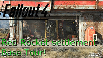 Fallout 4 Huge Red Rocket Garage Base tour with shops and Local Leader Perk (Xbox one)