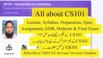 CS101, All about CS101, how to watch cs101 lectures, cs101 midterm syllabus,cs101 preparation #vu