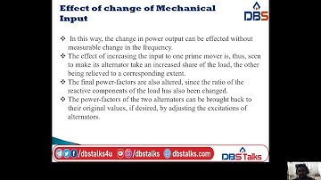 Effect Of Change Of Mechanical Input | Electrical Machines | EEE | Online Education | DBS Talks