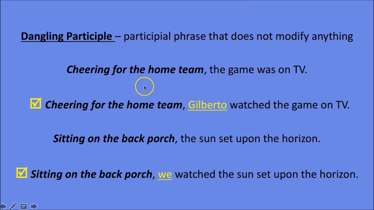 Dangling Participle Phrases Worksheet