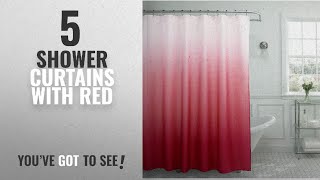 Top 10 Shower Curtains With Red [2018]: Creative Home Ideas Ombre Textured Shower Curtain with