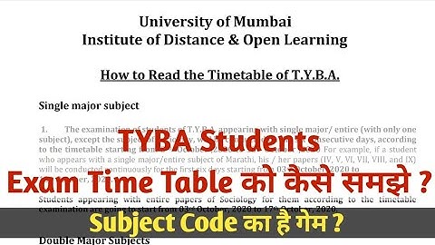 How to Read the Time Table of TYBA | TYBA IDOL Exams | Mumbai University | MCQ | ASHISH SIR