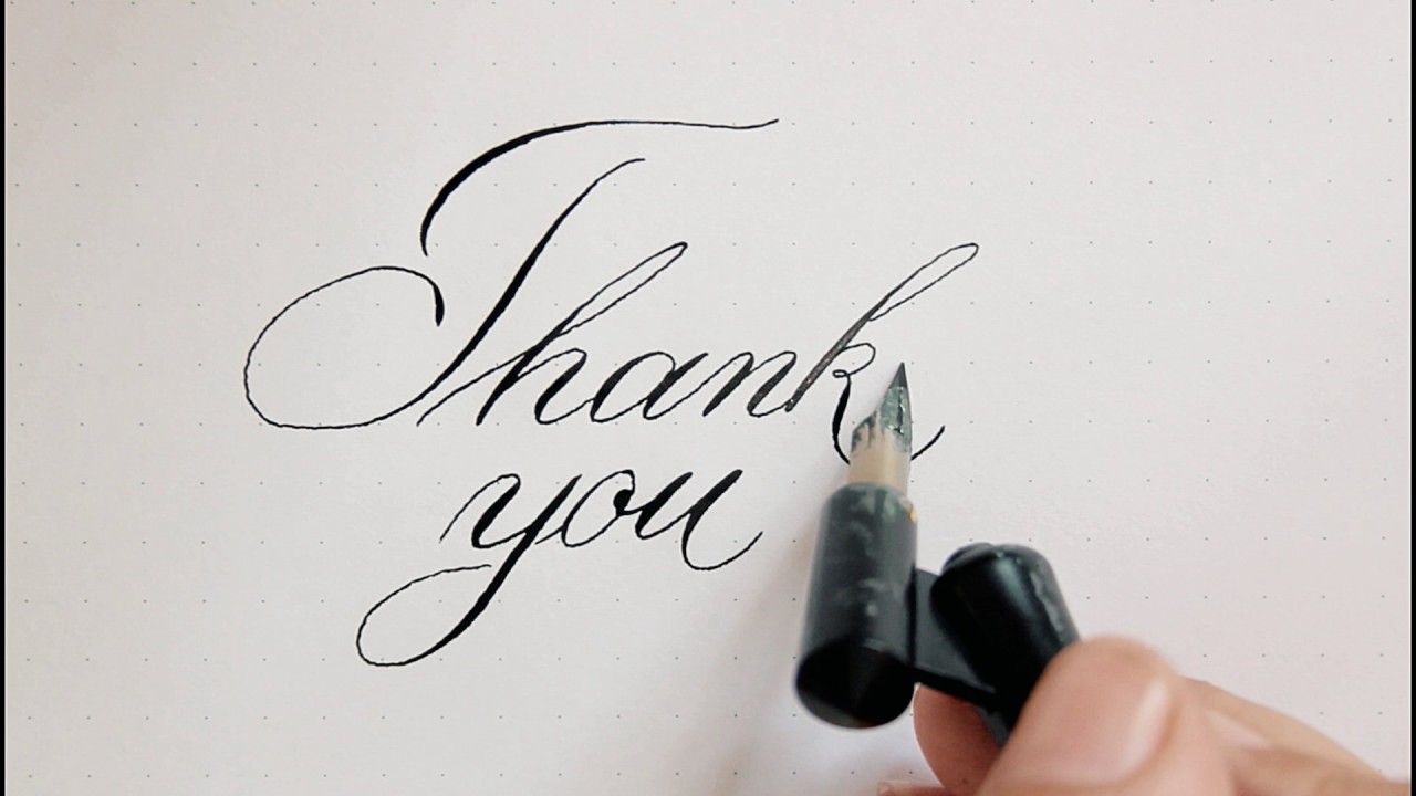 how to write in calligraphy - Thank you - new version for beginners