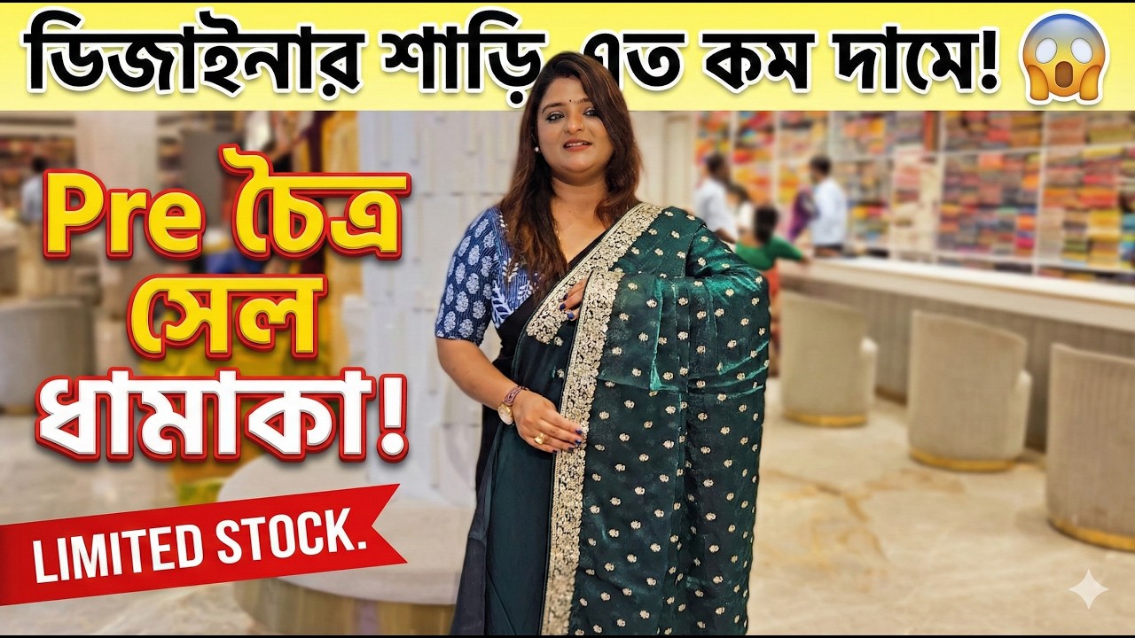 🎉 Kolkata তে সবচেয়ে বড় Pre Chaitra Sale – Designer Saree কম দামে!