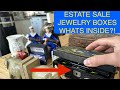 Searching estate sale jewelry boxes and more what will we find today