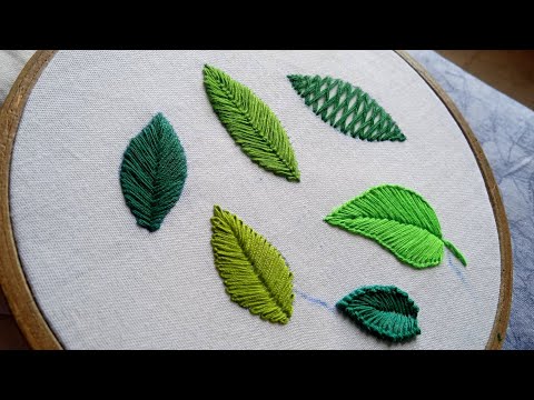Basic Hand Embroidery, 6 Easy Leaf Hand Embroidery - YouTube