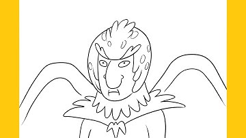 How to draw Birdperson with guidelines step by step (Rick and Morty)