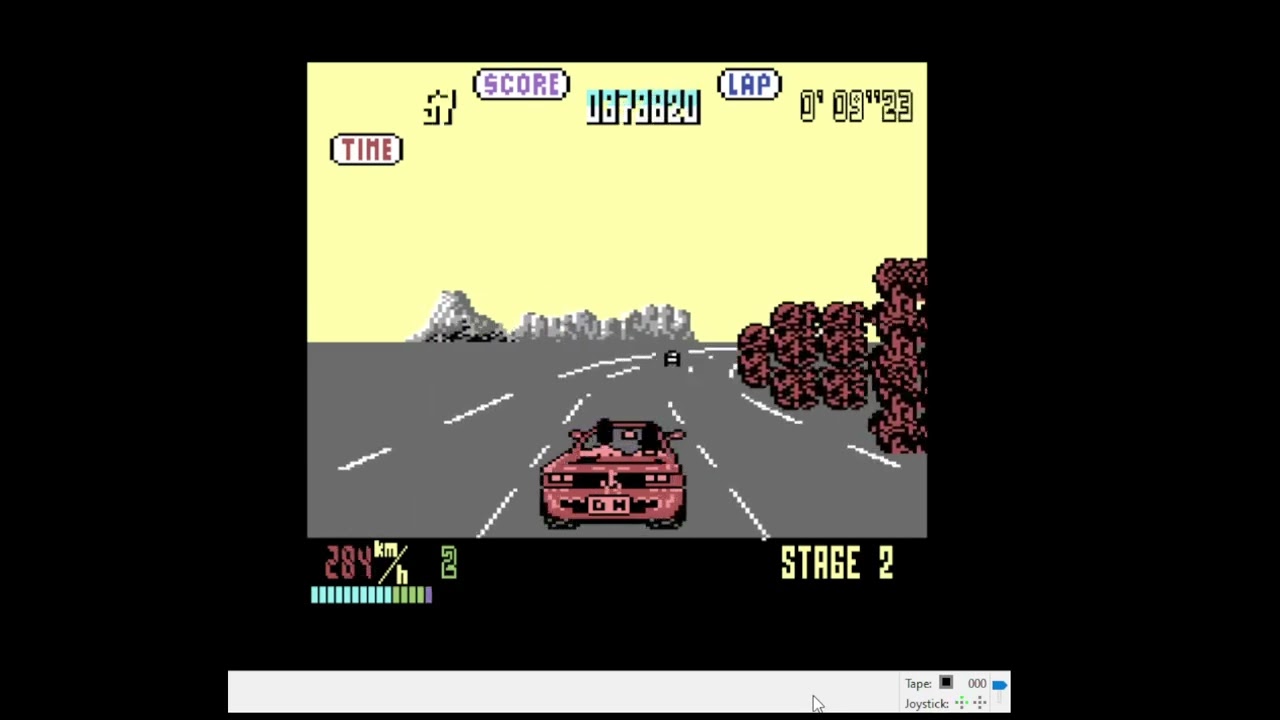 Commodore 64, NTSC, Emulated, Out Run, EU, Course E, 628880 points