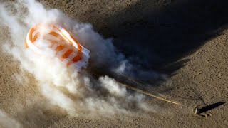 Sojus-Kapsel mit Astronauten und Kosmonauten an Bord gelandet