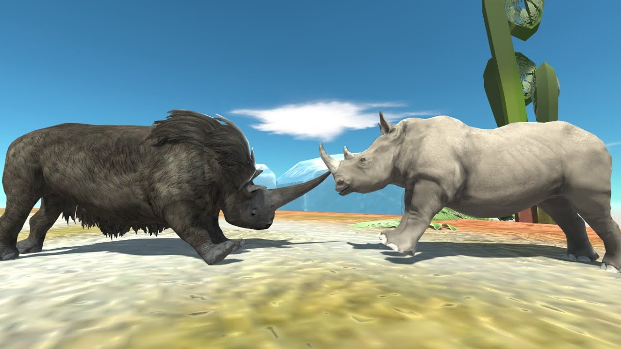Wolly Rhino vs Rhinoceros , Who is Stronger? - Animal Revolt Battle Simulator