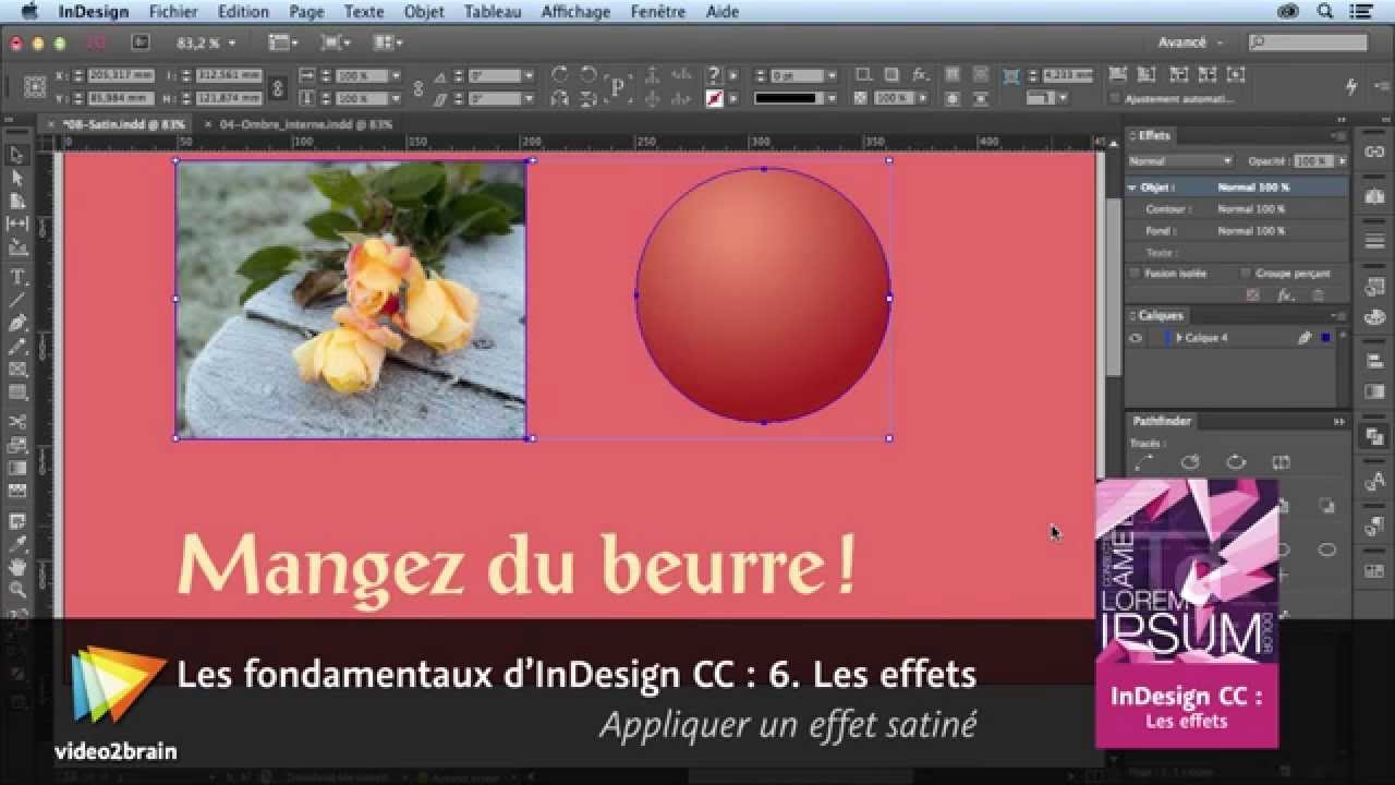 Tutoriel InDesign : Appliquer un effet satiné | video2brain.com - YouTube