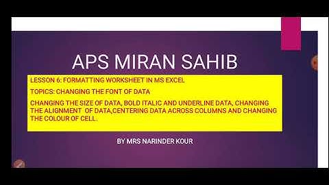 Class 6th Ch -6 Formatting in MS excel (part 1)
