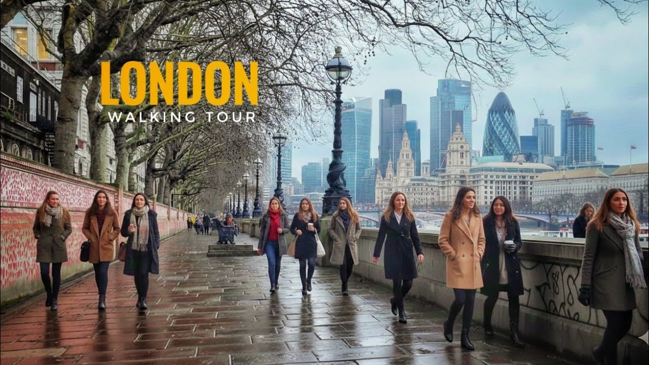 Iconic View of London | Spitting Rain in London | 4K HDR Walking Tour video