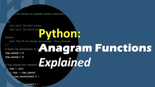 Python Anagram Functions Explained | GE3151 Problem Solving and Python Programming
