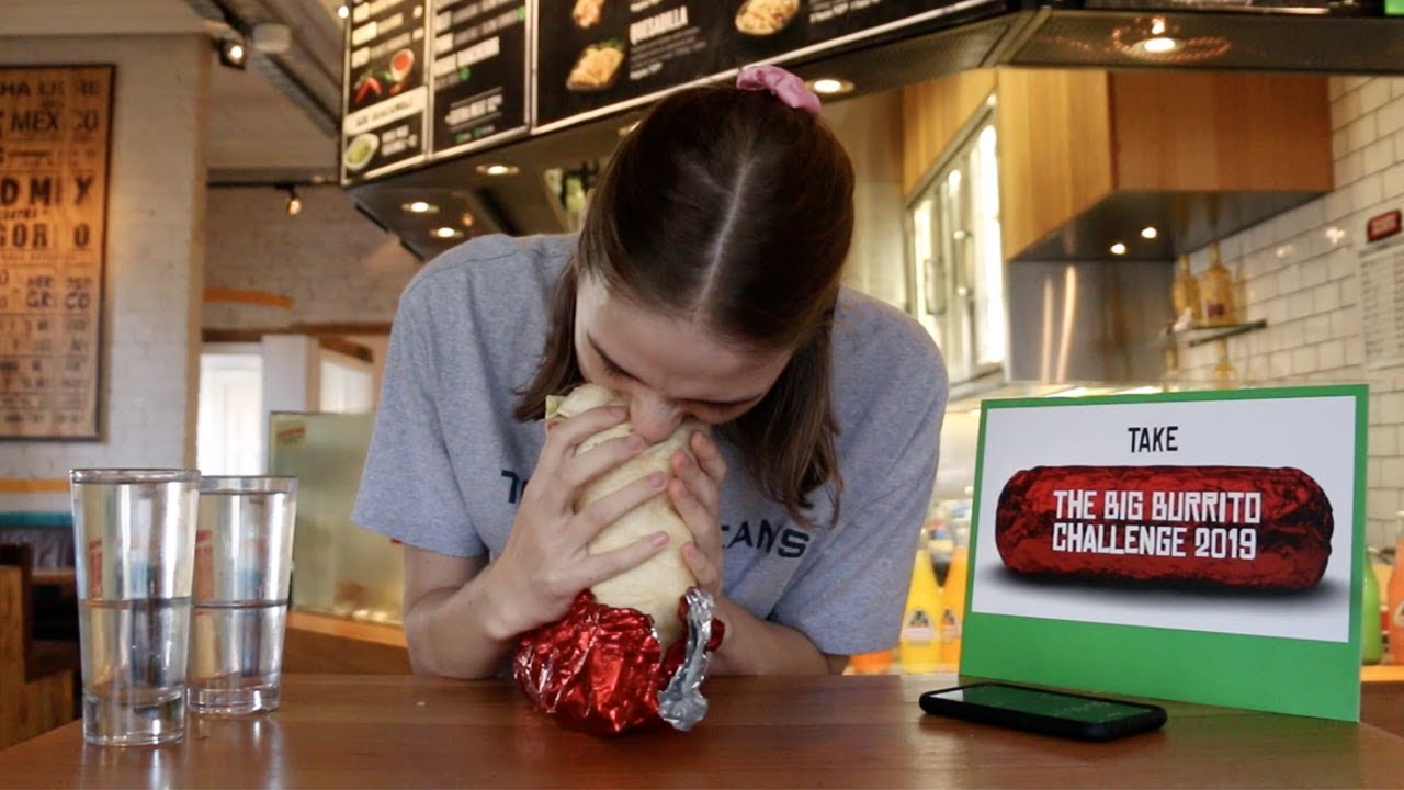 GIRL EATS 1 KG BURRITO IN UNDER 2 MINUTES YouTube