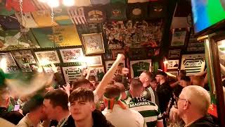 Katelin Tierney in the Brazen head pub singing Glasgow Celtic is the team for me and you